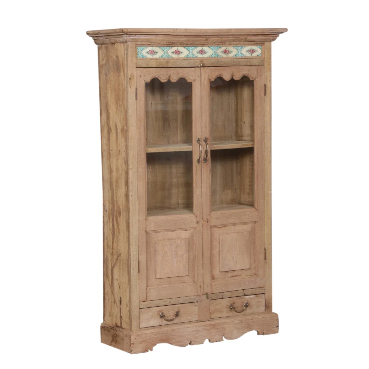 2 Door Teak Cabinet with Glass - Image 3