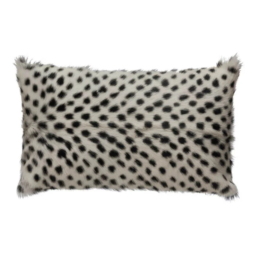 20" x 12" Goat Fur Lumbar Pillow w/ Printed Spots