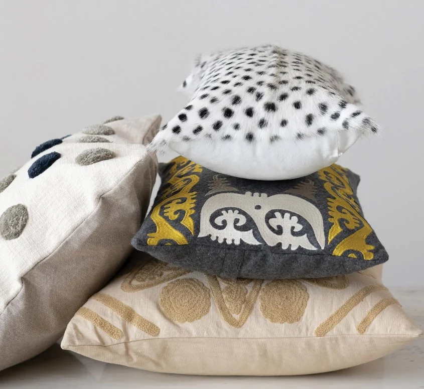 20" x 12" Goat Fur Lumbar Pillow w/ Printed Spots - Image 2