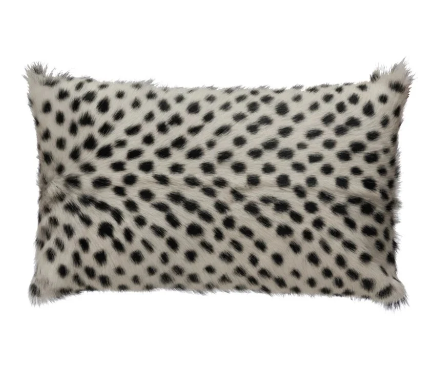 20" x 12" Goat Fur Lumbar Pillow w/ Printed Spots - Image 3