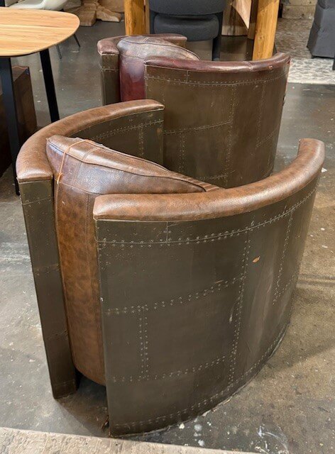 Channel Back Leather Chair - Image 2
