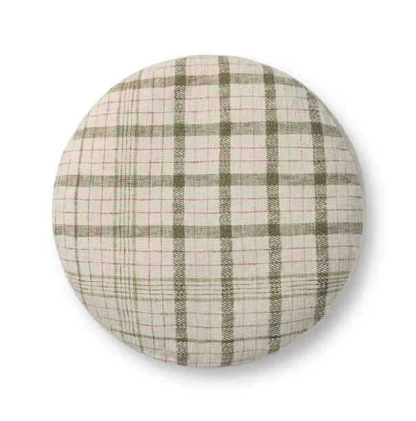Chris Loves Julia x Loloi Round Cream Pouf - Image 4