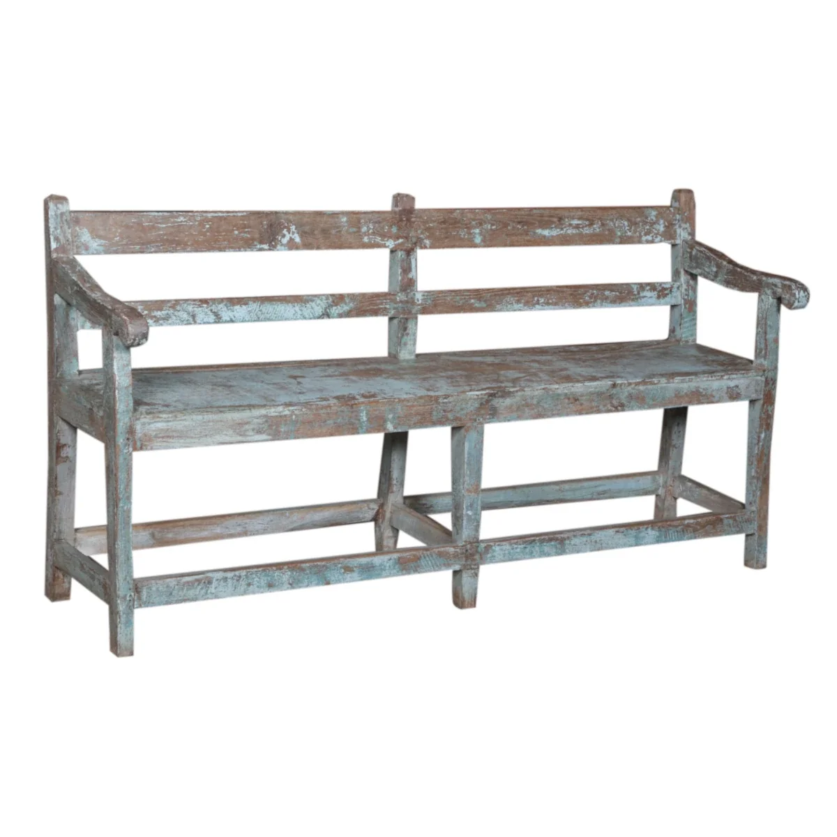 Distressed Blue Bench - Image 2