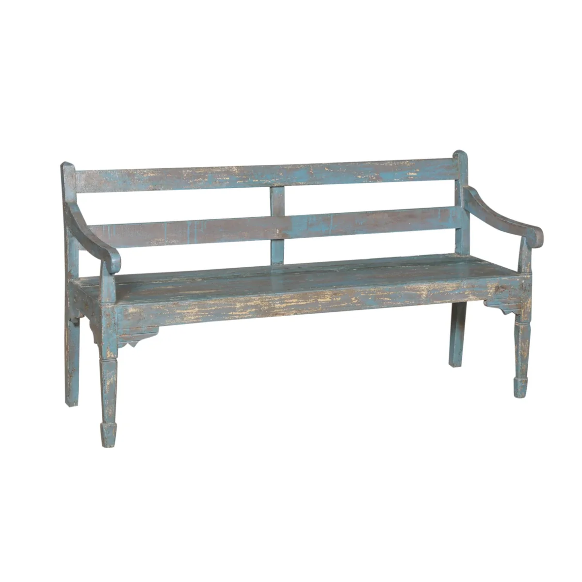 Distressed Blue Bench - Image 3