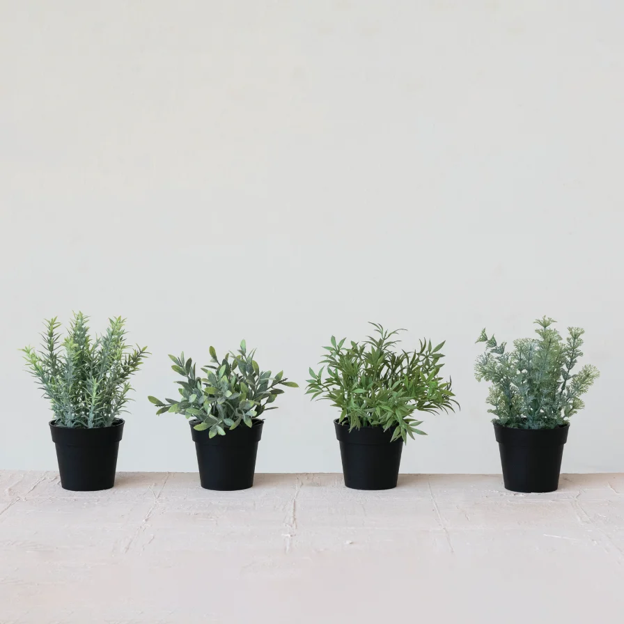 Faux Herbs in Plastic Pot - Image 2