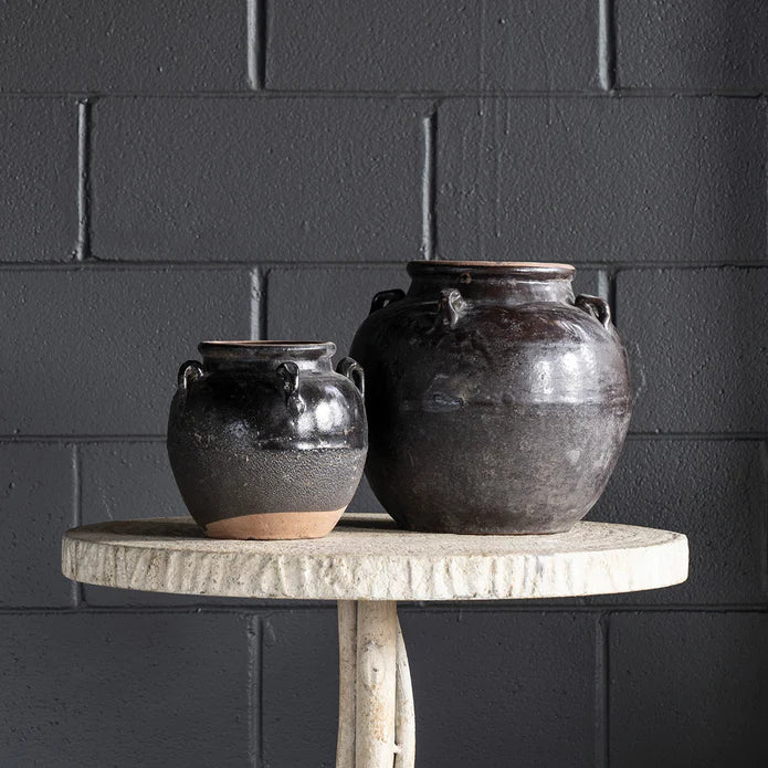 Black Glazed 4 Handle Pot - Image 4