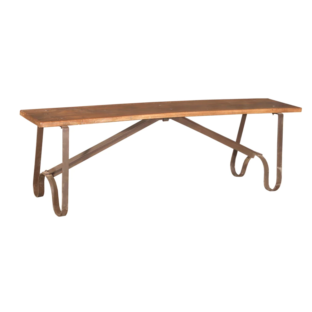 Handcrafted Iron Teak Bench - Image 2