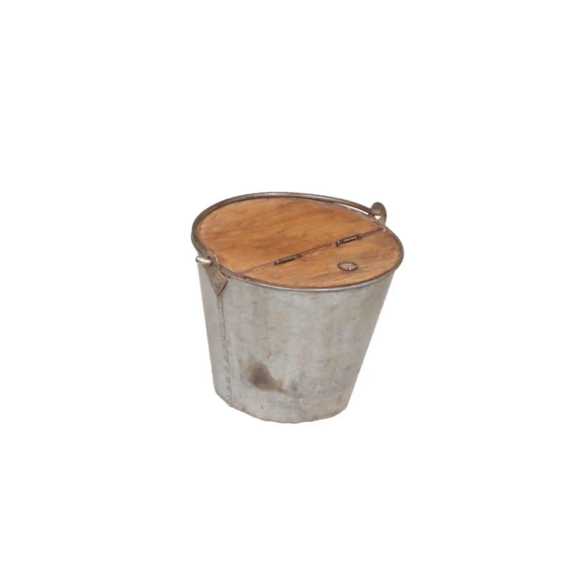 Handmade Iron Bucket with Teak Lid