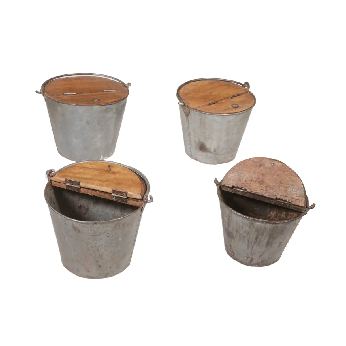 Handmade Iron Bucket with Teak Lid - Image 2