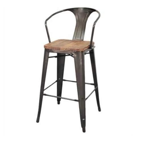 Metropolis Wood Seat High Back Stool - Image 2