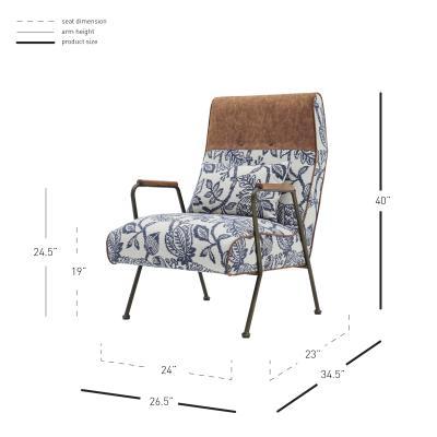 Kahlo Chair in Blue & White Floral Print - Image 7