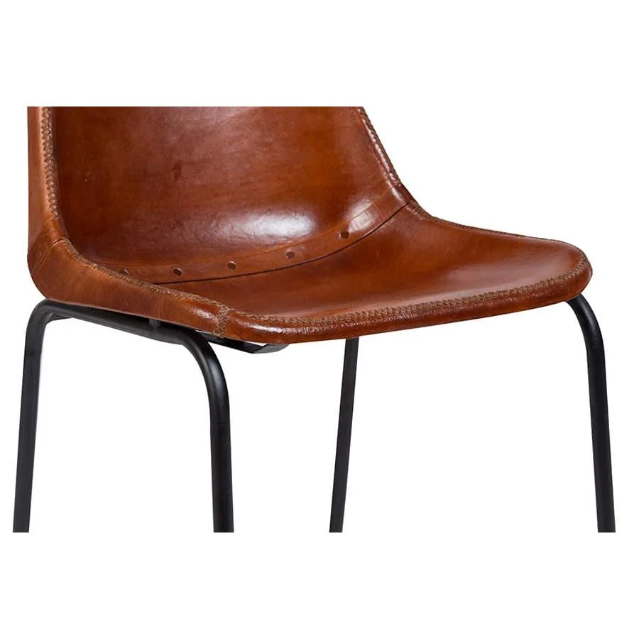 Leather Dining Chair with Metal Base - Image 6