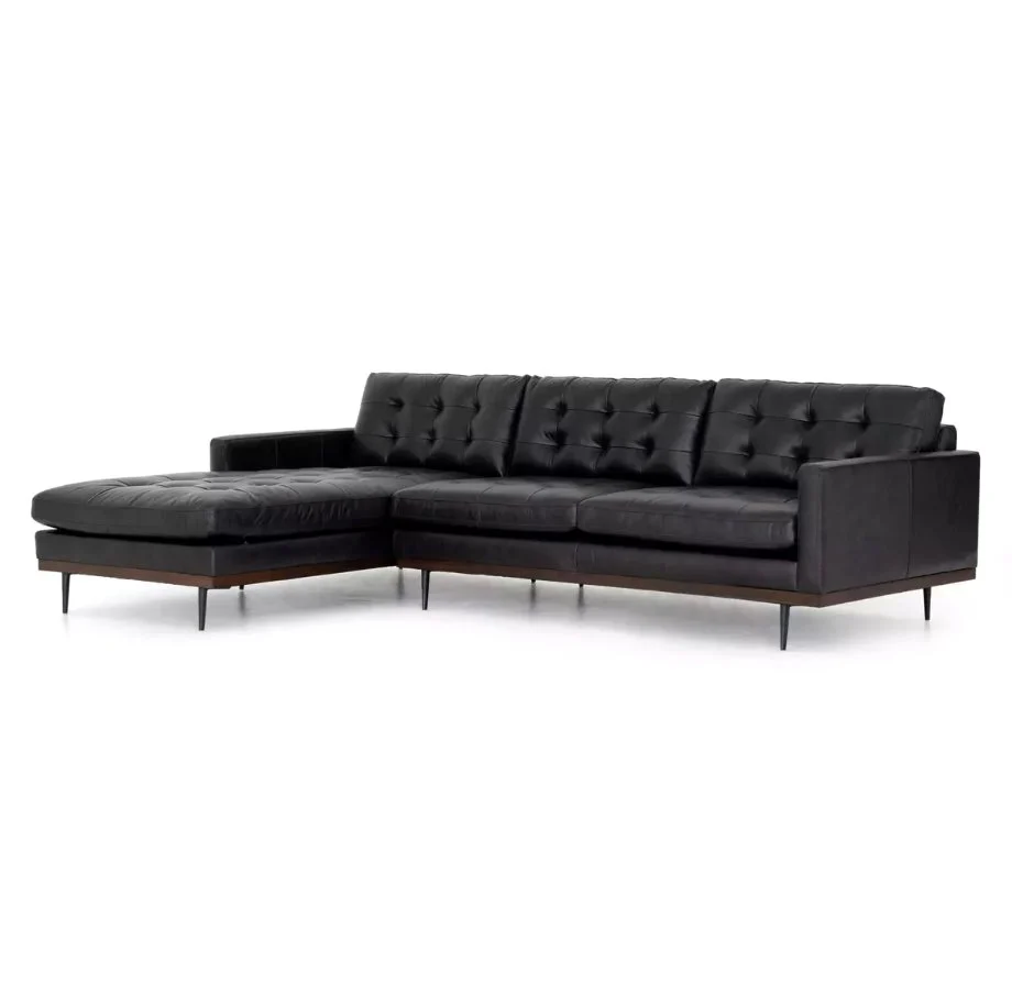 Lexi 2 Piece Leather Sectional with Chaise - Image 26