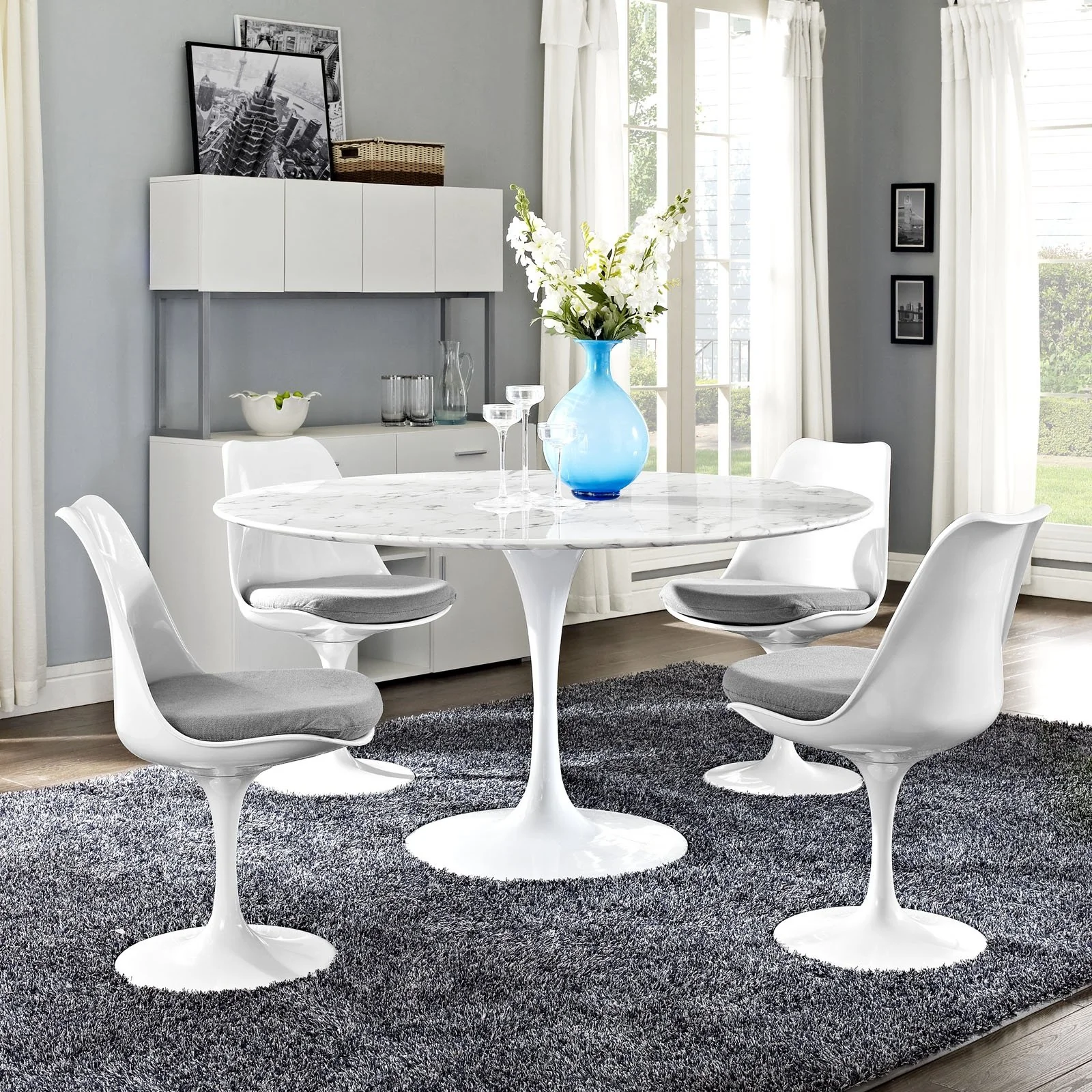 Lippa Marble-Top Tulip Table—Round - Image 4