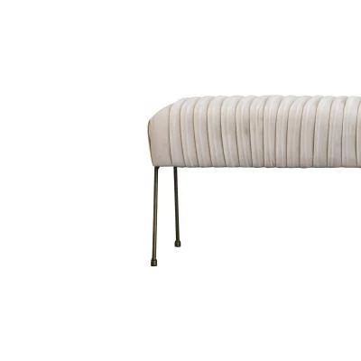 Merritt Velvet Fabric Pleated Bench - Image 3