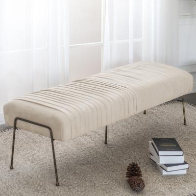 Merritt Velvet Fabric Pleated Bench - Image 5