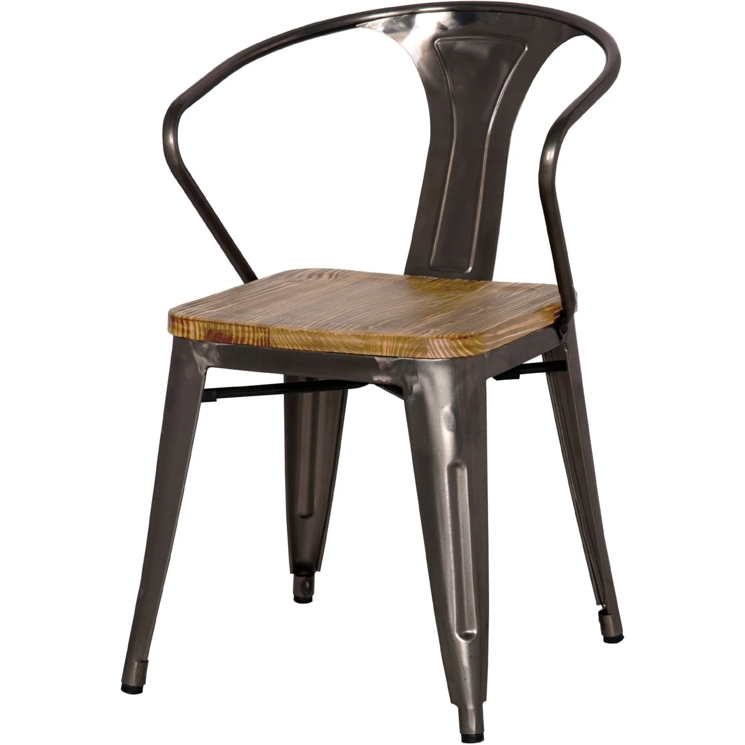 Metropolis Wood Seat Dining Arm Chair