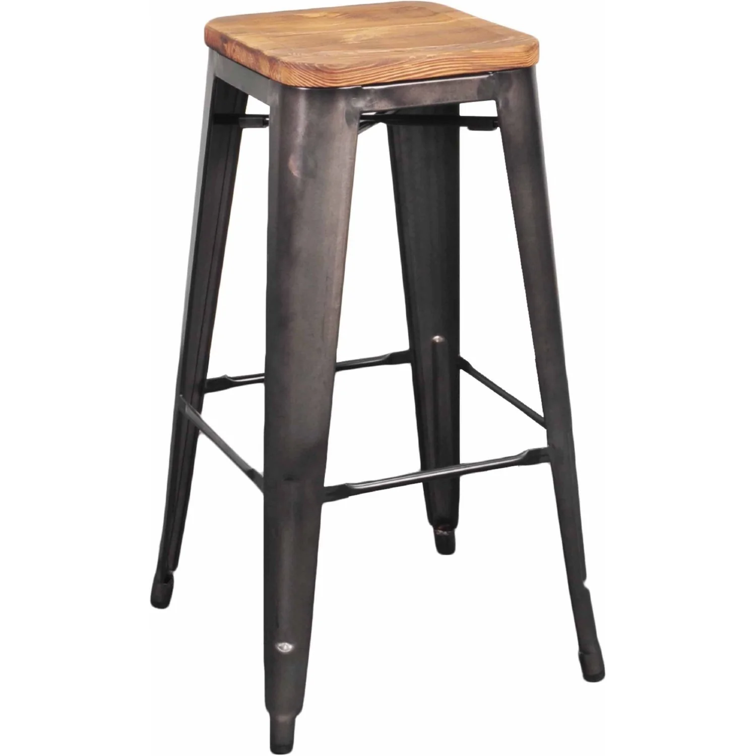 Metropolis Wood Seat Backless Stool - Image 3