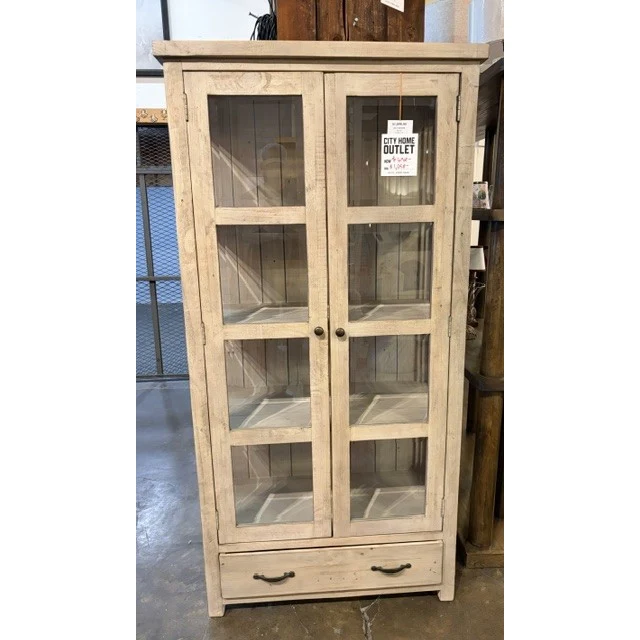 Natural Wood Glass Cabinet