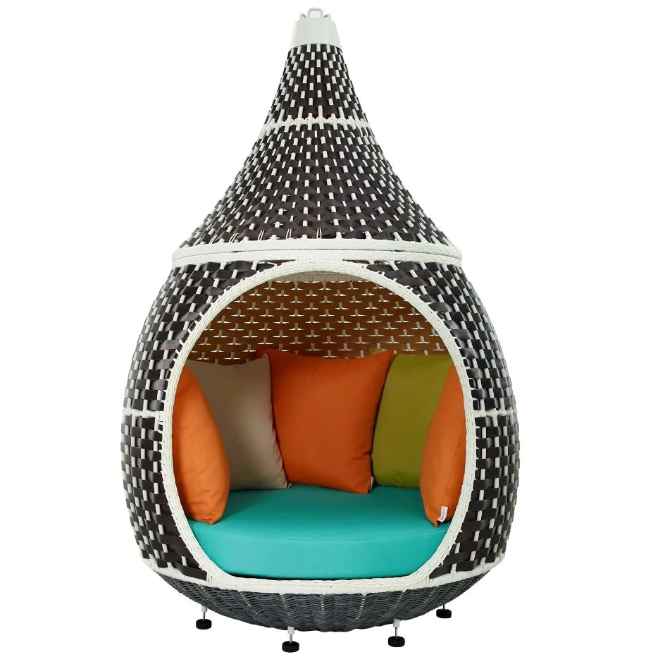 Palace Outdoor Patio Wicker Rattan Hanging Pod - Image 2
