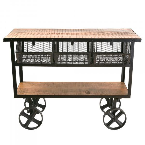Reclaimed Wood & Iron Cart - Image 2