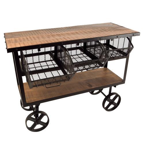 Reclaimed Wood & Iron Cart - Image 3