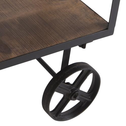 Reclaimed Wood & Iron Cart - Image 4