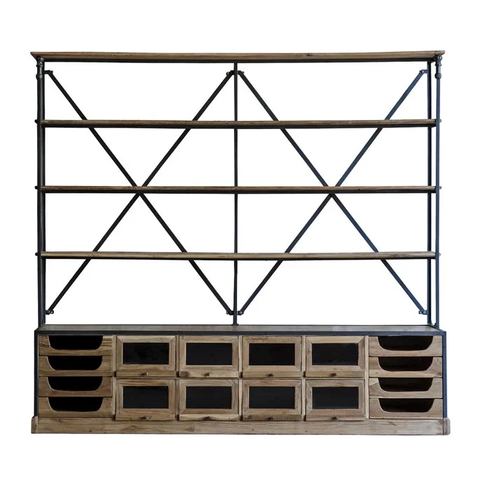 Savile Wood & Iron Large Row Shelf