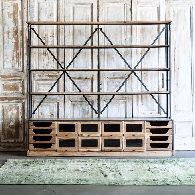 Savile Wood & Iron Large Row Shelf - Image 2