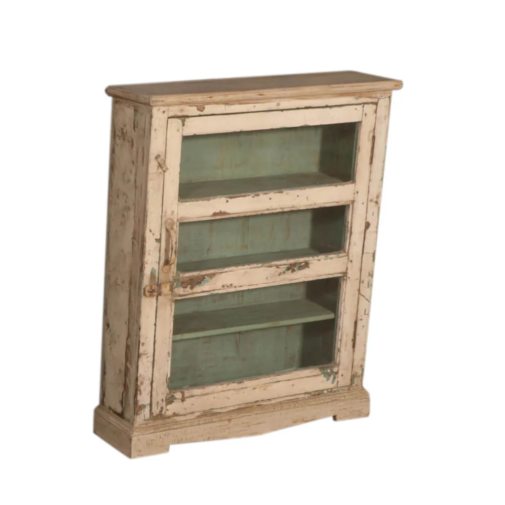 Slim Teak Wood Cabinet with Glass - Image 3