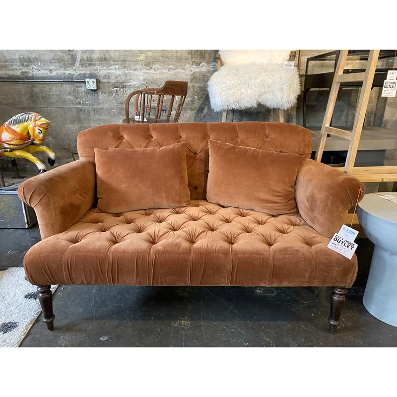 Tamara Velvet Loveseat in Copper