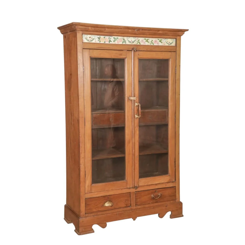 Teak Cabinet with Glass and Inlay - Image 3