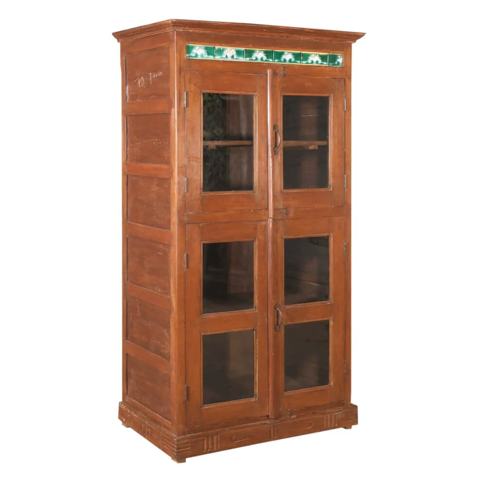 Teak Cabinet with Glass and Inlay - Image 4