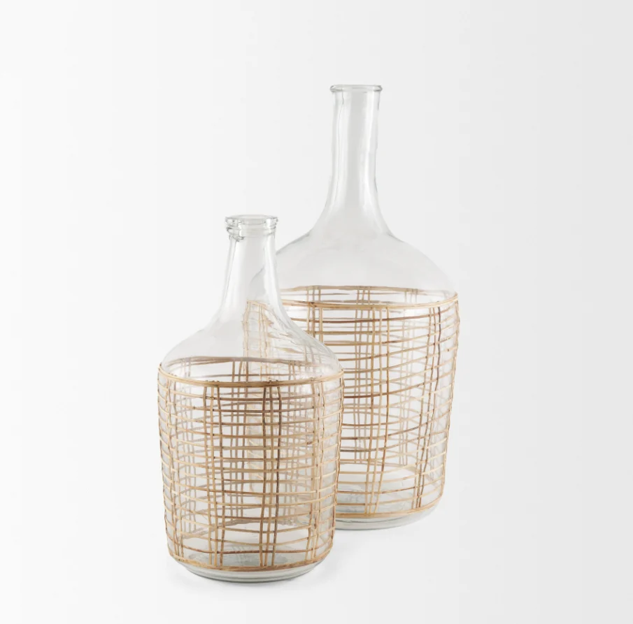 Troian Rattan Wrapped Glass Bottle - Image 11