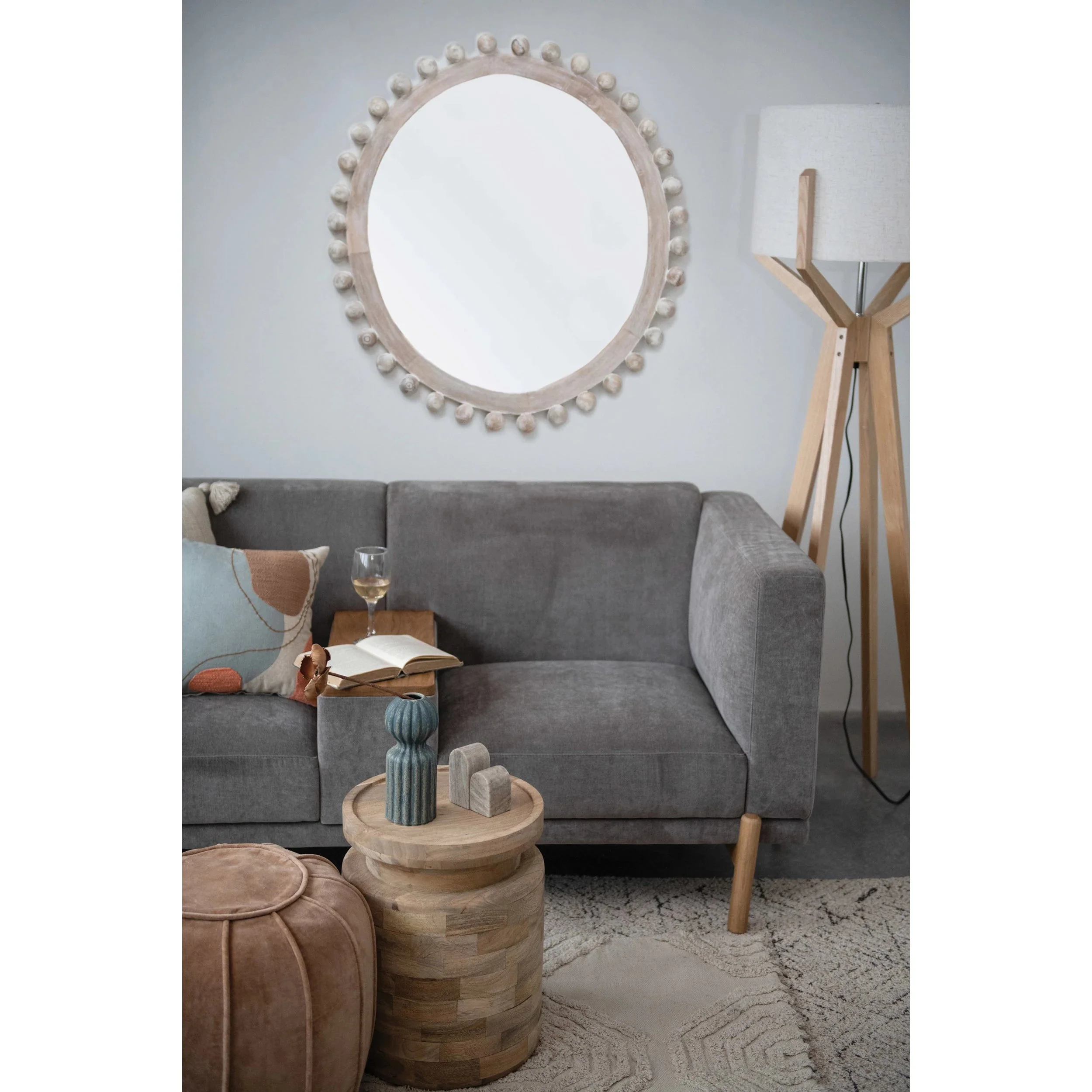 Whitewash 39" Mango Wood Mirror - Image 4