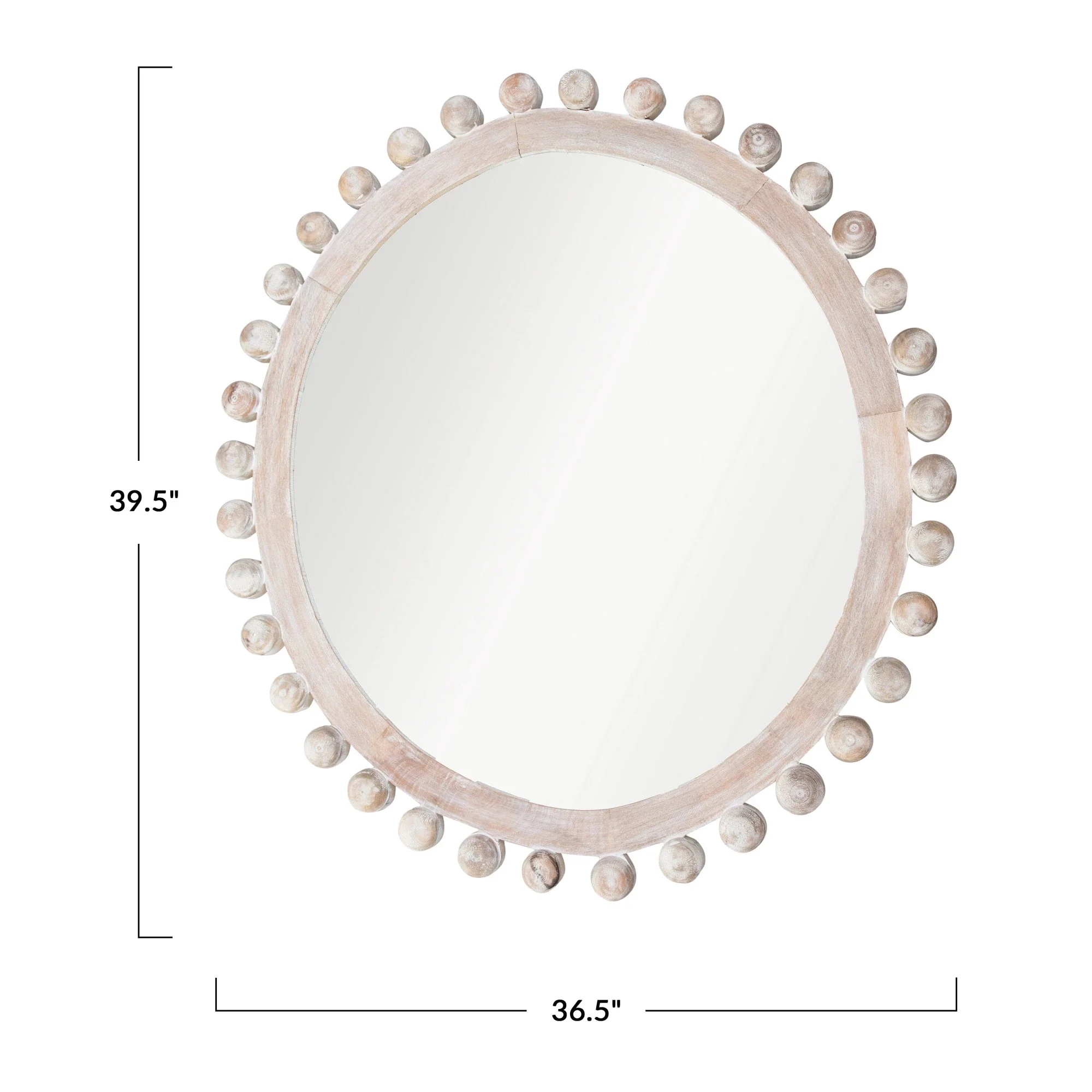 Whitewash 39" Mango Wood Mirror - Image 5