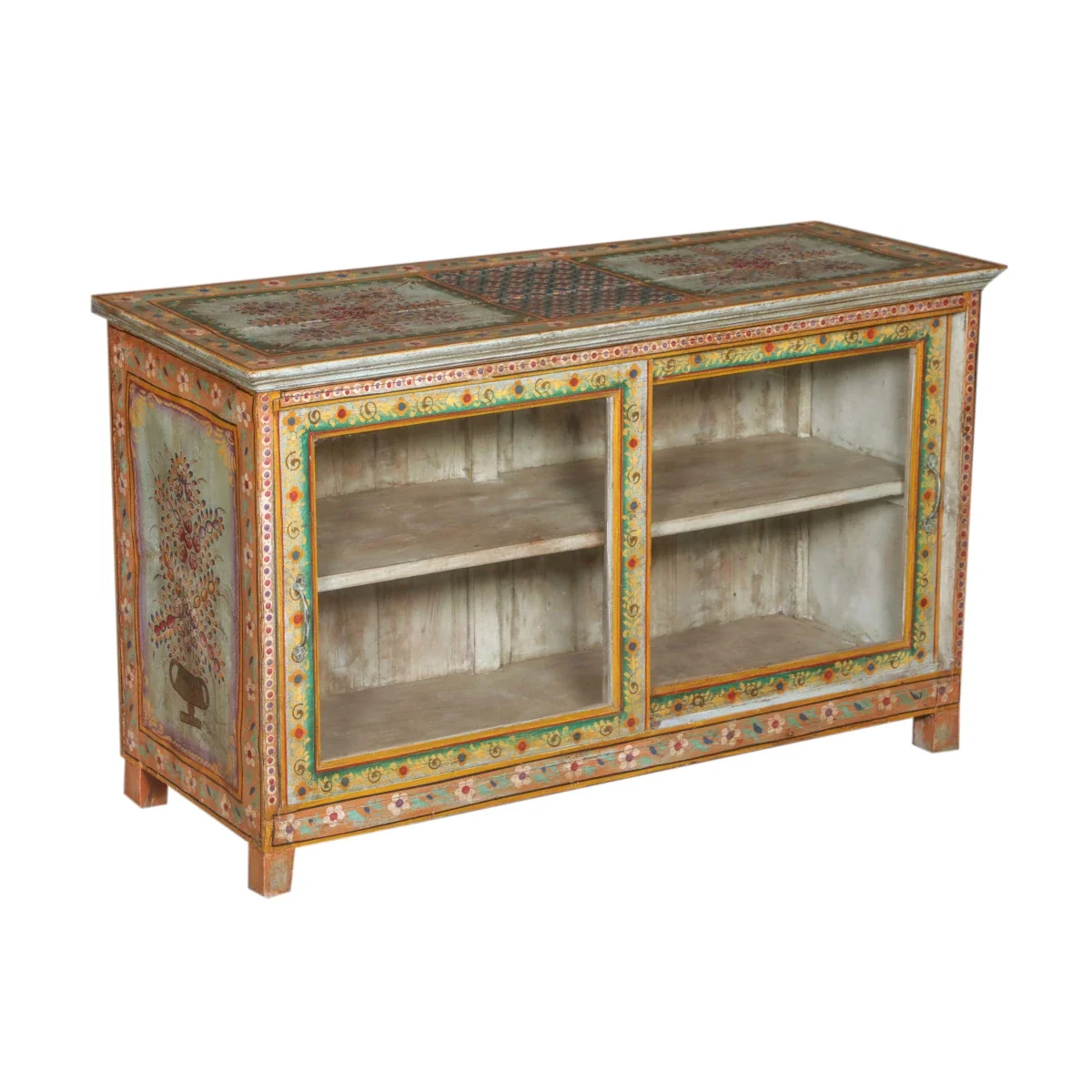 Wooden Painted Cabinet with Glass - Image 2