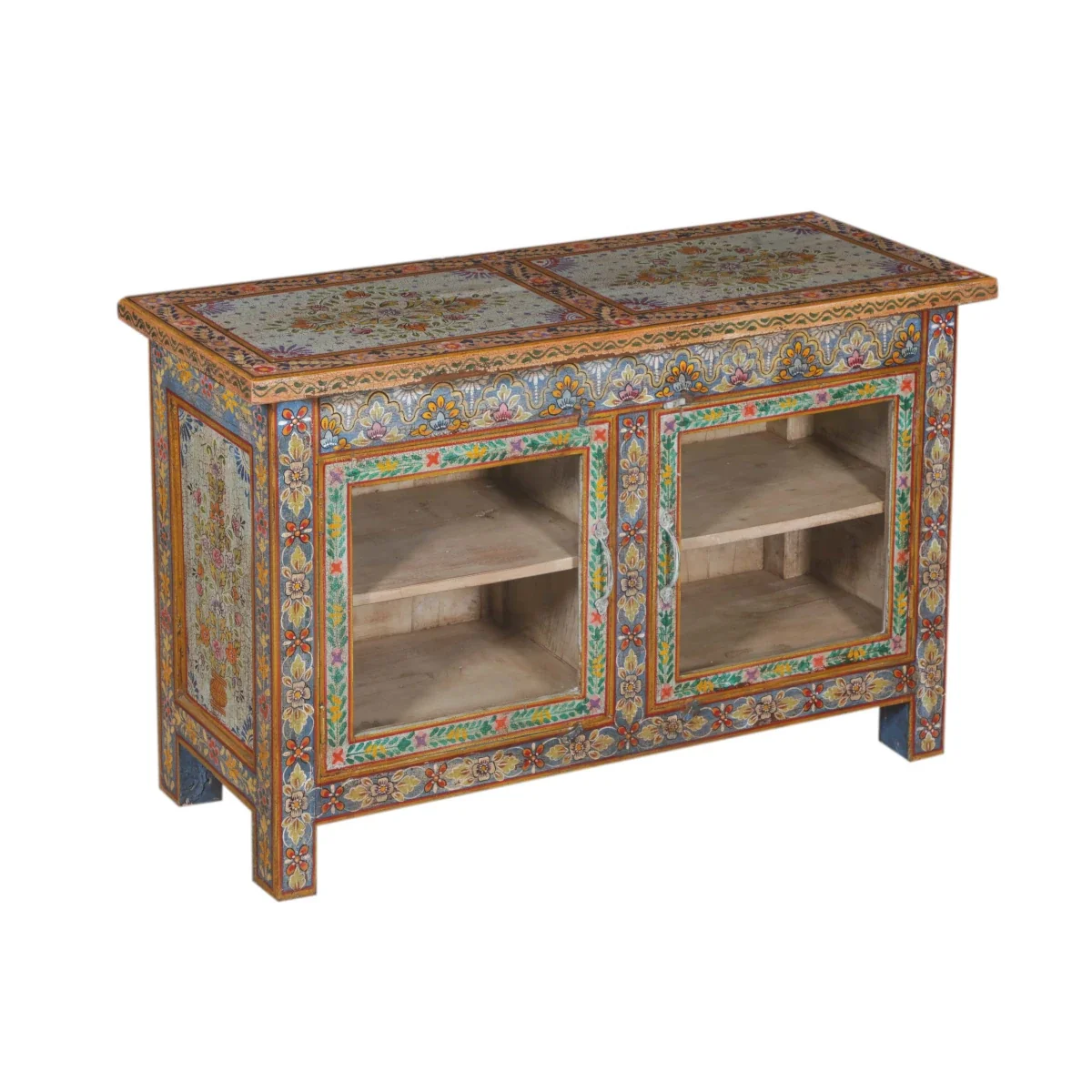 Wooden Painted Cabinet with Glass - Image 3