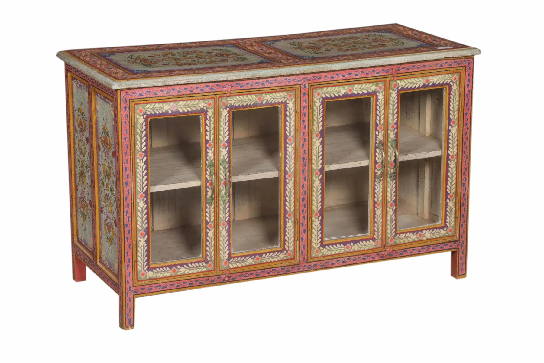 Wooden Painted Cabinet with Glass - Image 4