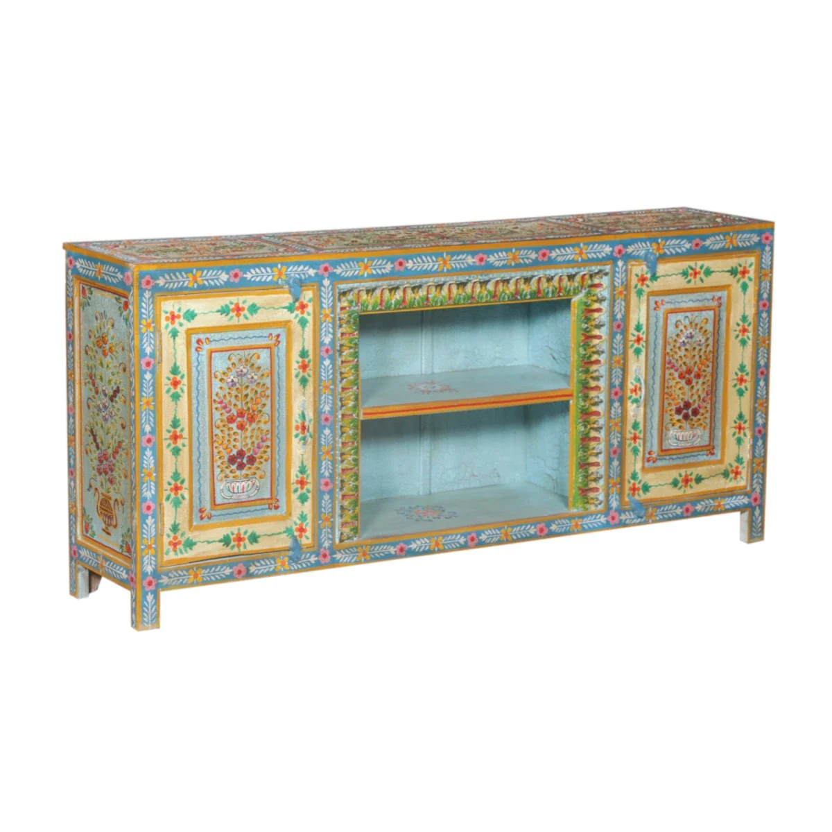 Wooden Painted Cabinet with Glass - Image 5