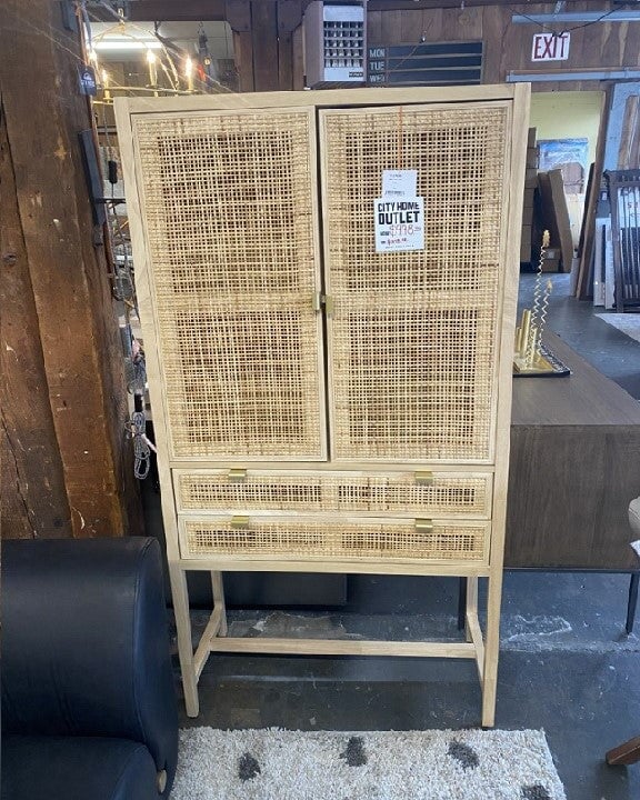 Final Sale-Woven Cane Armoire