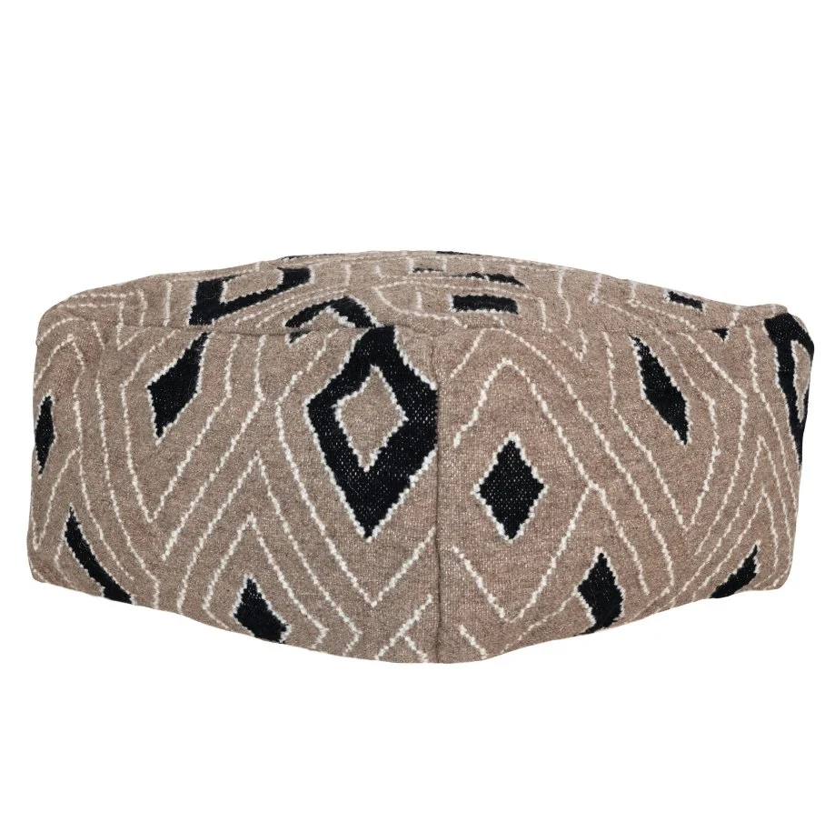 Woven Wool Blend Pouf with Design - Image 4